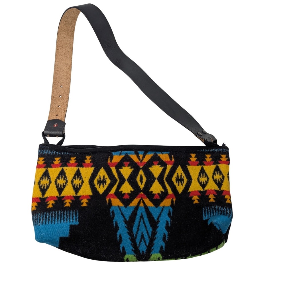 Southwestern‎ Woven Wool Geometric Shoulder Bag Aztec Boho Leather Strap